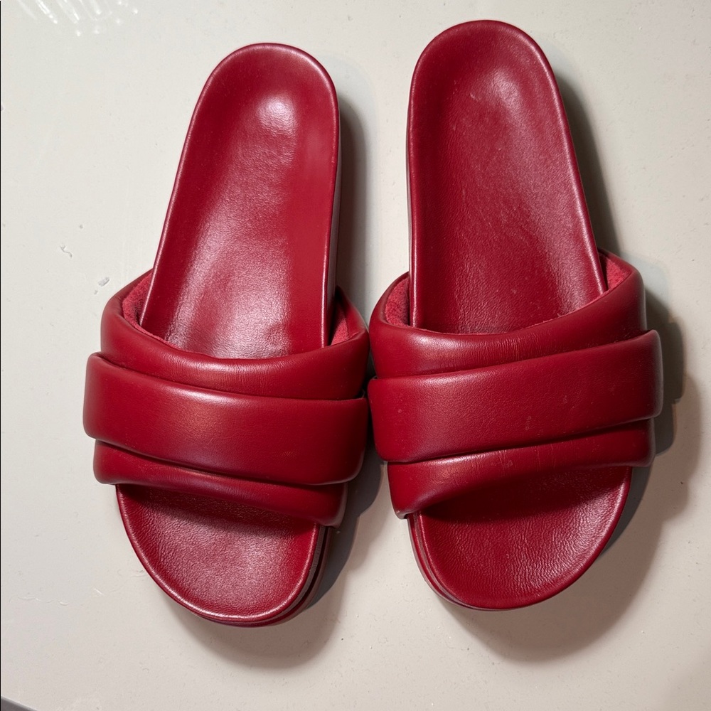Women's Commbi Red Padded Slide Sandals